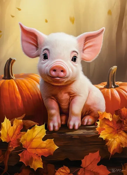 Puzzel Cute fall piglet 300pc