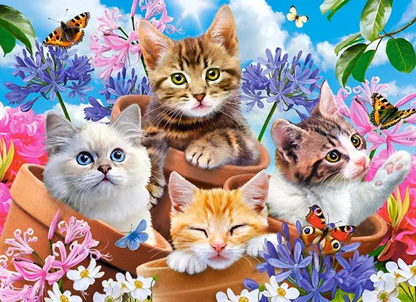 puzzel Kittens with flowers 70pc