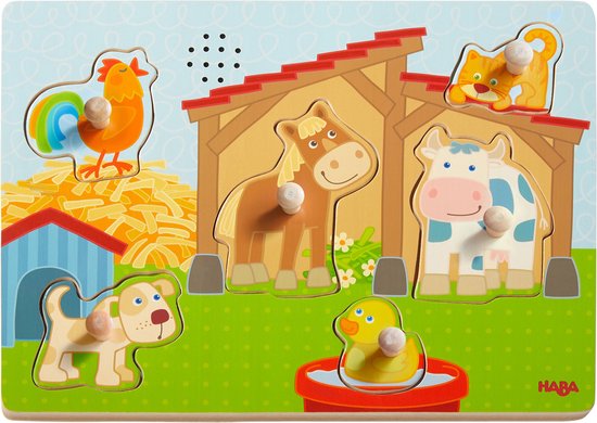 geluiden puzzel met knoppen op de boerderij