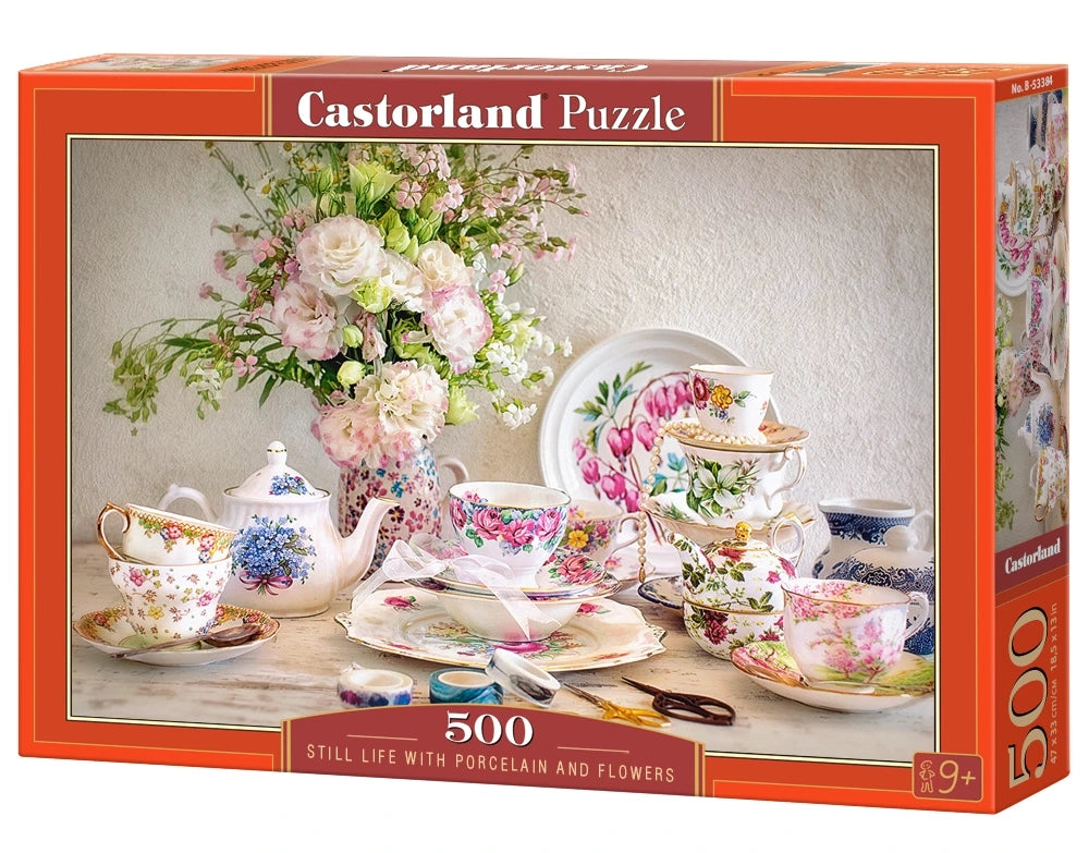 puzzel still life with porcelain and flowers 500pc