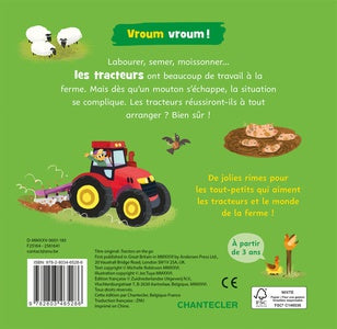 Livre vroum vroum - au travail! un livre rempli de tracteurs courageux FRA