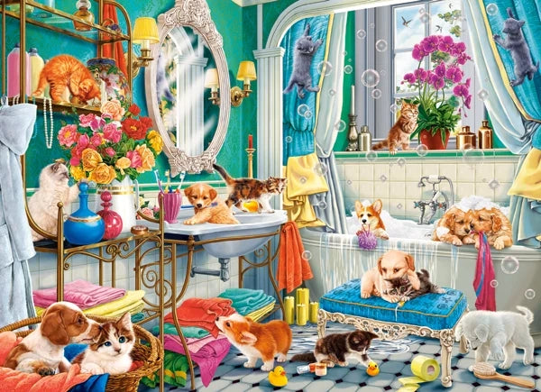puzzel crazy pets bath 100pc