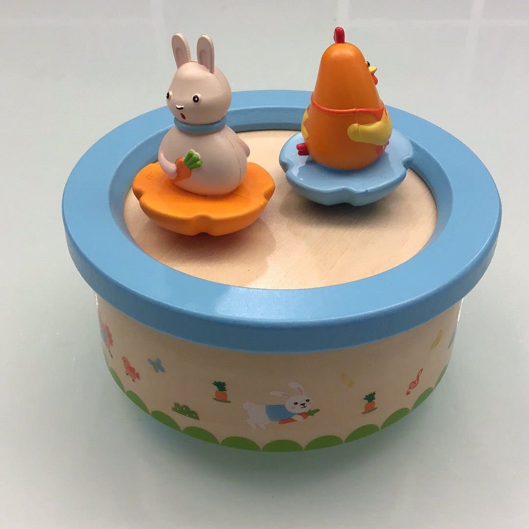 boite à musique poule et lapin