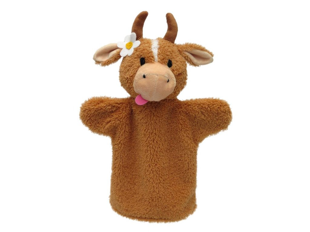 marionnette vache marron avec fleur