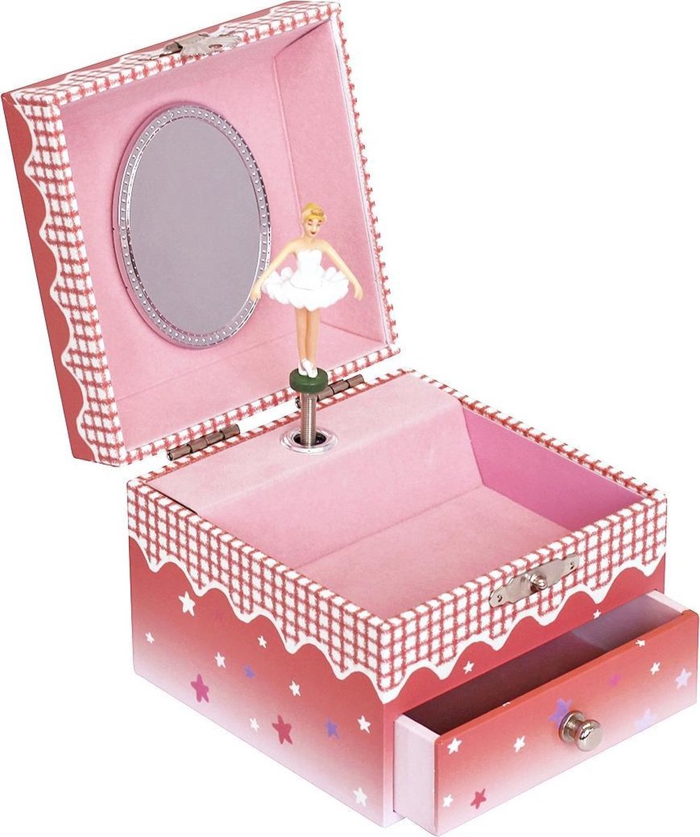 juwelendoosje met muziek klein - glow in the dark ballerina dark pink - boîte à bijoux avec musique petit
