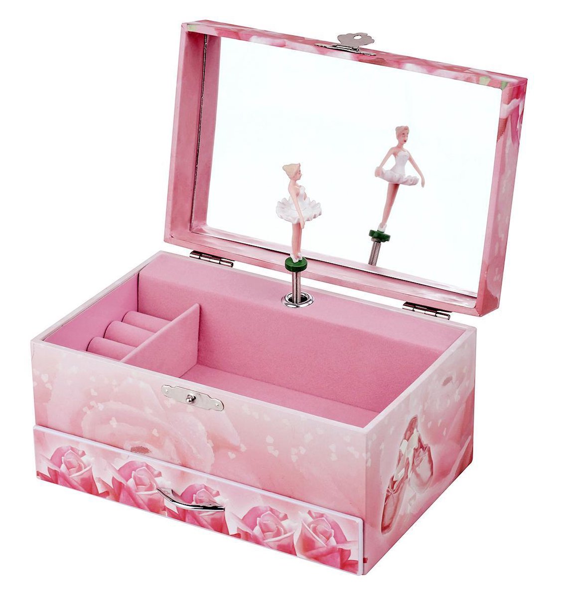 boîte à bijoux avec musique grande ballerine rose