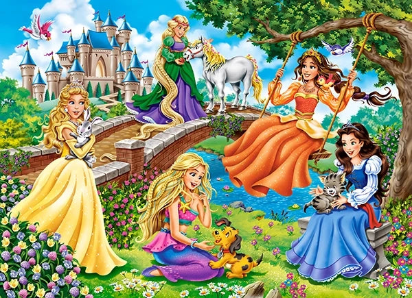 puzzel princesses in garden 70pc