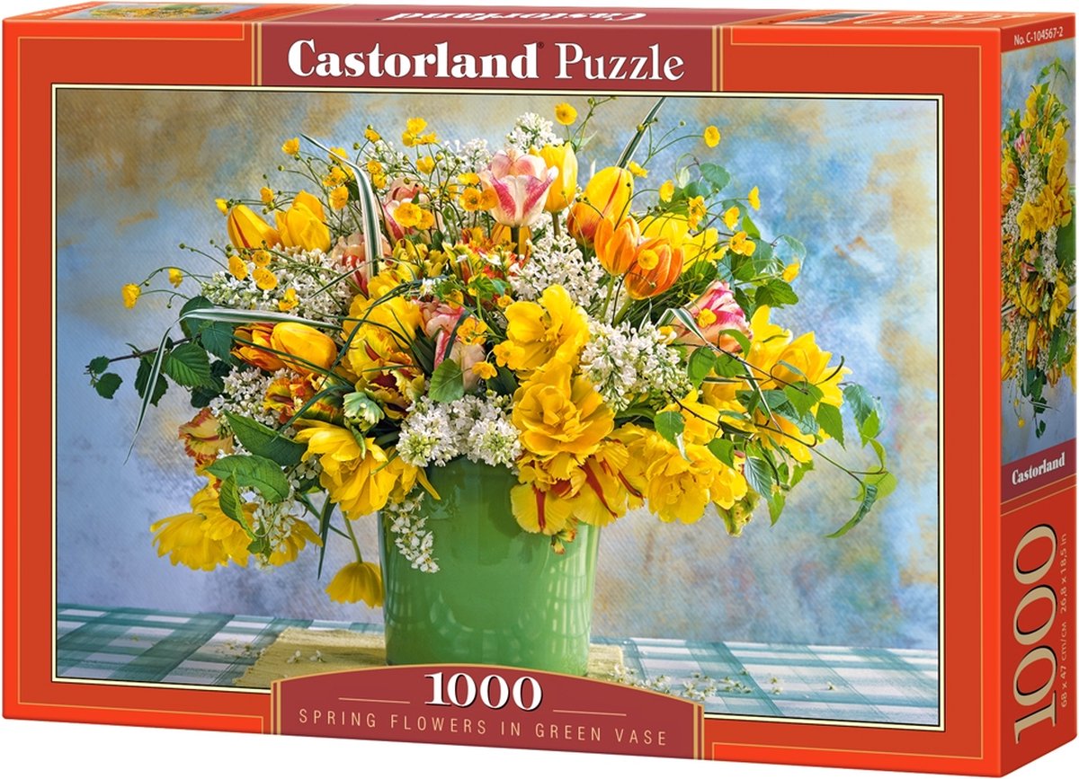 Puzzel Spring Flowers in green vase 1000pc