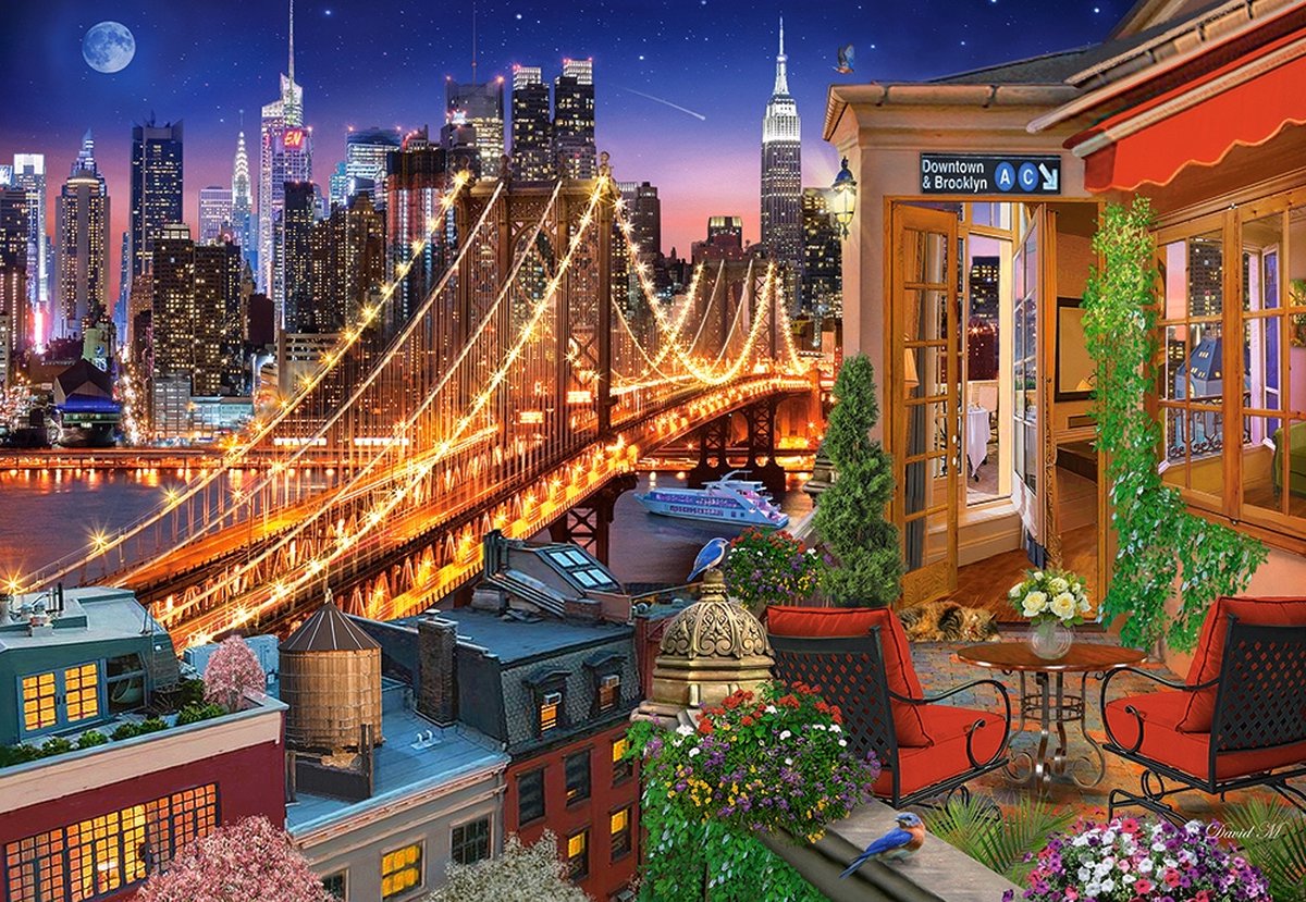 Puzzel Brooklyn Bridge Lights 1000pc