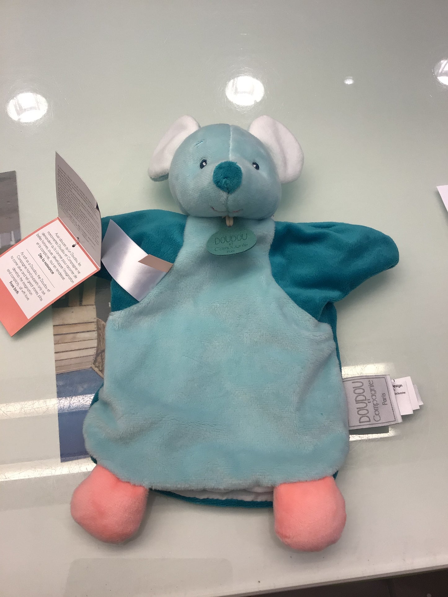 knuffeldoekje handpop -souris verte