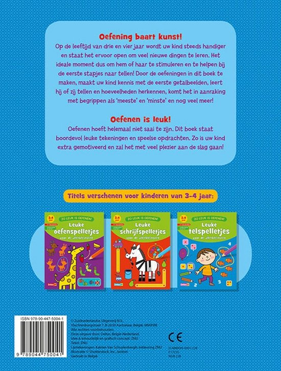 boek Zo leuk is oefenen ! Leuke telspelletjes voor de allerkleinsten 3-4 jaar - 1ste kleuterklas NED