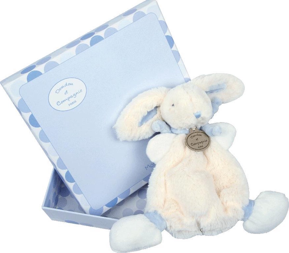 knuffeldoekje konijn blauw - lapin bonbon 26cm - doudou lapin bleu