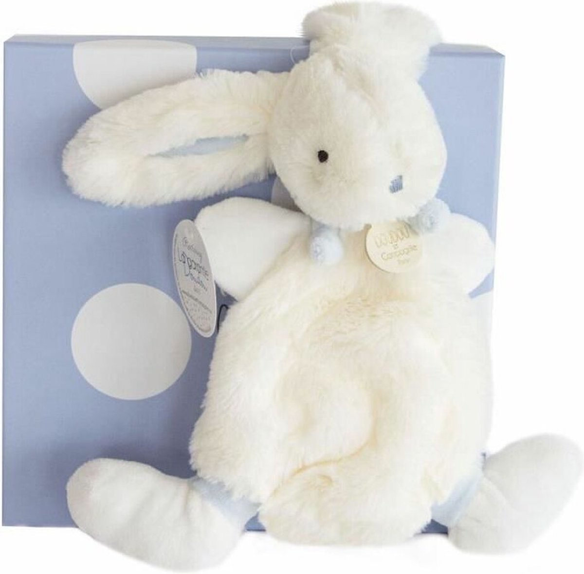 knuffeldoekje konijn blauw - lapin bonbon 26cm - doudou lapin bleu