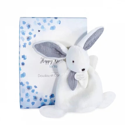 knuffeldoekje konijn - happy glossy 17CM - doudou lapin