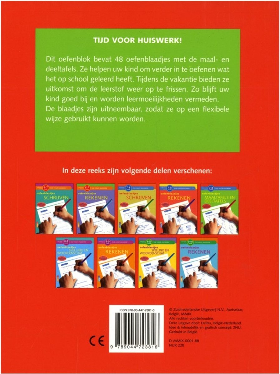 tijd voor huiswerk oefenblaadjes maaltafels en deeltafels 7-8 j NED