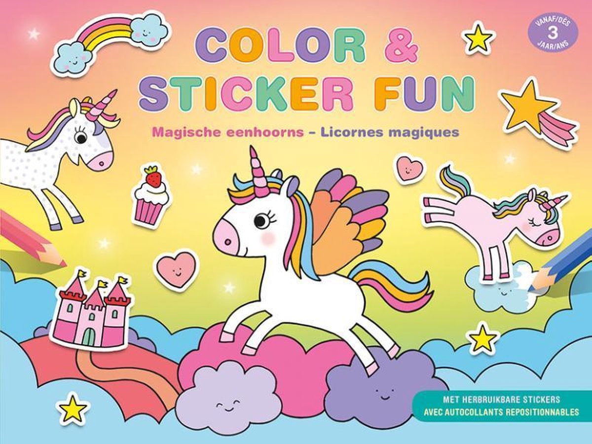 boek color & sticker fun - magische eenhoorn NED