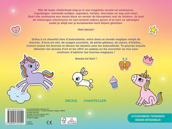 boek color & sticker fun - magische eenhoorn NED