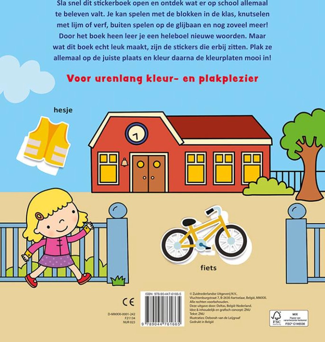 kleur- en stickerboek met woordjes - op school NED