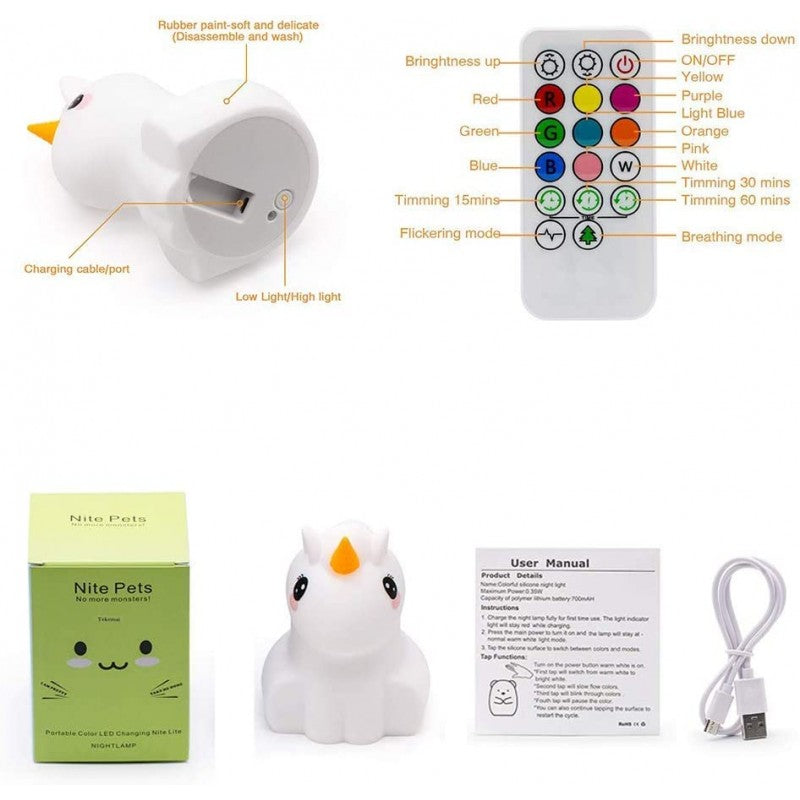 Nachtlampje eenhoorn - veilleuse licorne