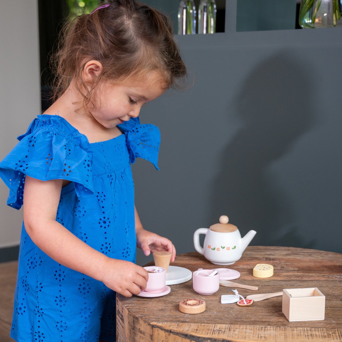 set de jeu pour l'heure du thé en bois