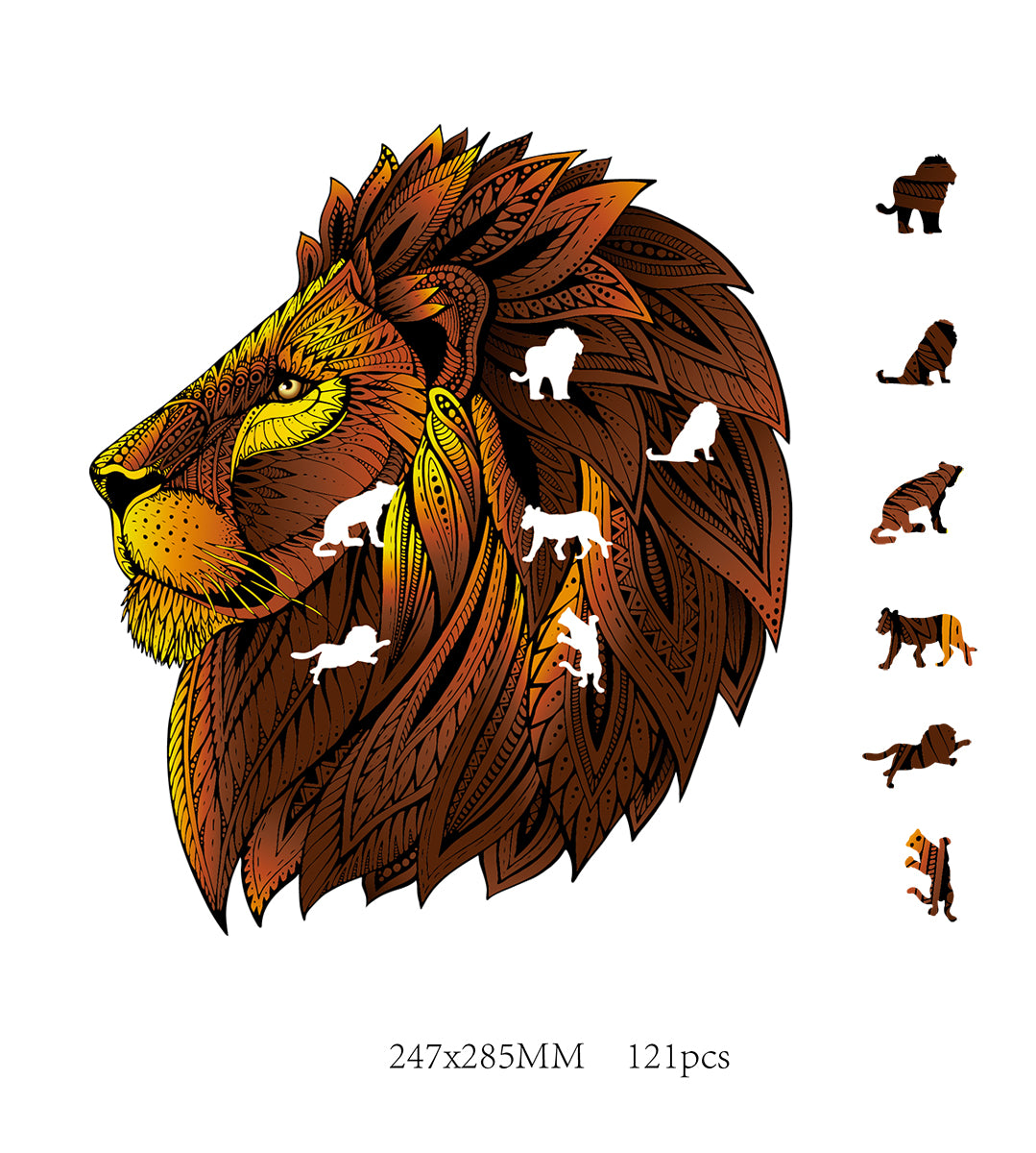 2D-puzzel leeuw in hout 121pc
