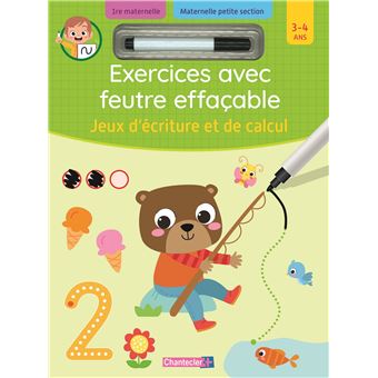 oefenpret met uitwisbare stift - schrijf- en telspelletjes 3-4jaar FRA