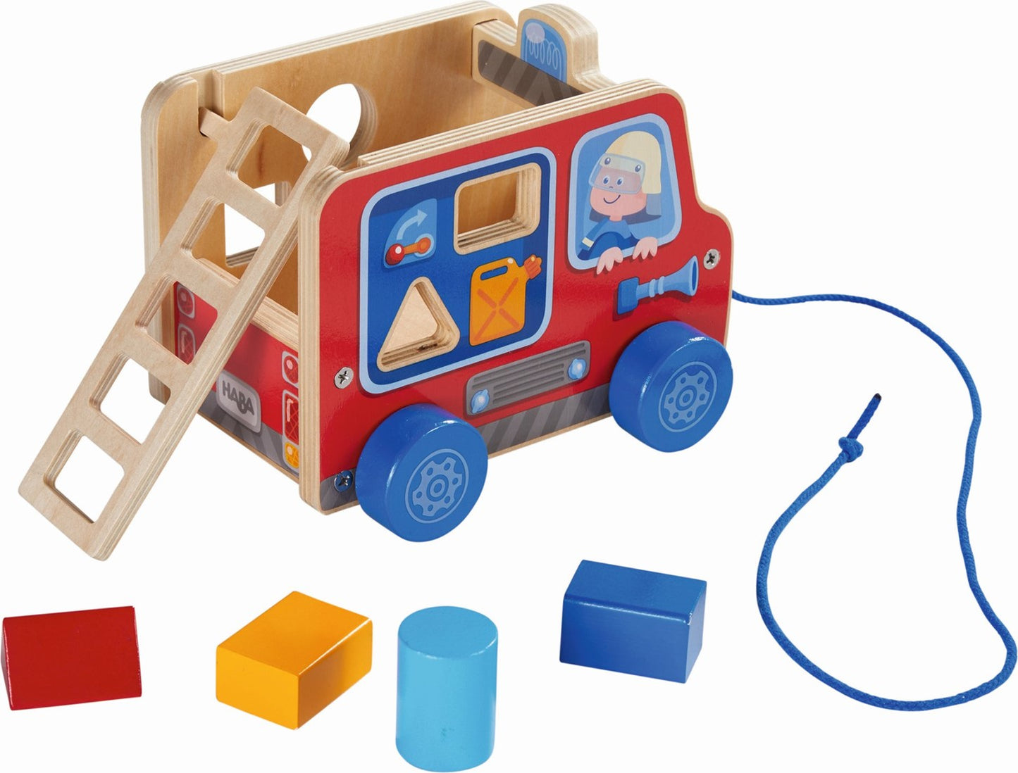 Figurine de camion de pompiers à tirer