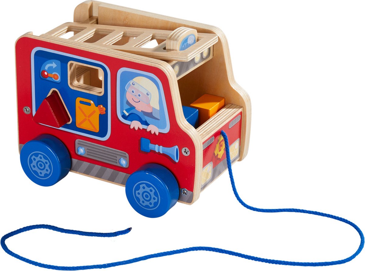 Figurine de camion de pompiers à tirer