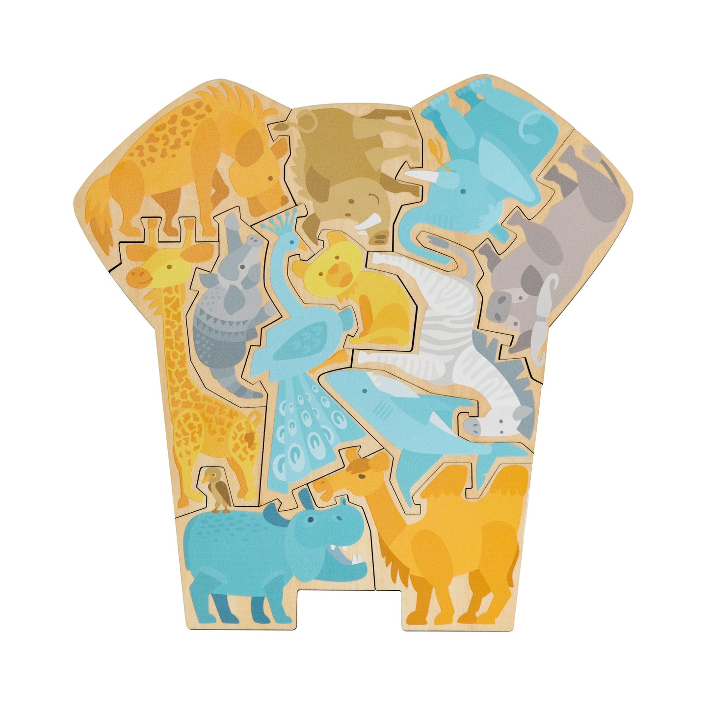 puzzle en bois 2 en 1 éléphant