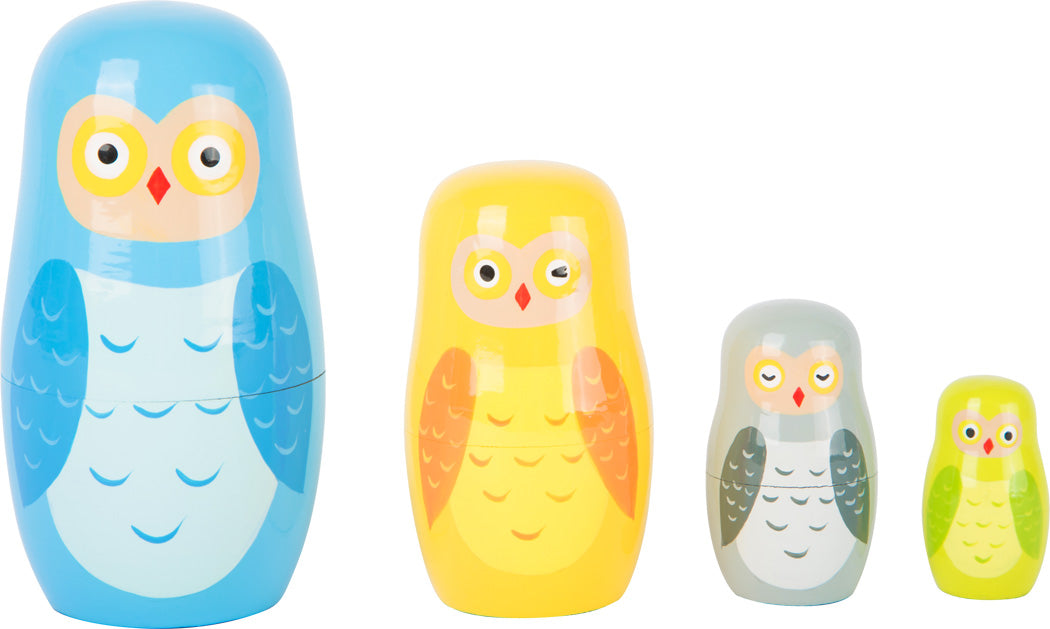 uilenfamilie matroesjka in hout - owl family matryoshka wood - famille hibou matruschka en bois