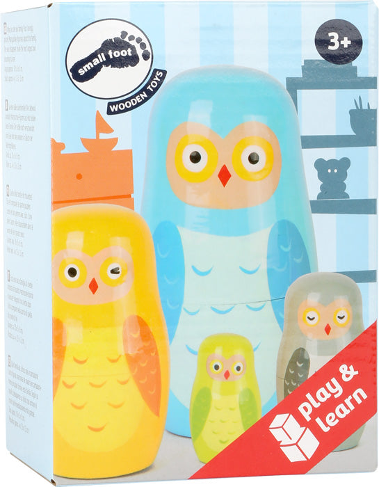 uilenfamilie matroesjka in hout - owl family matryoshka wood - famille hibou matruschka en bois