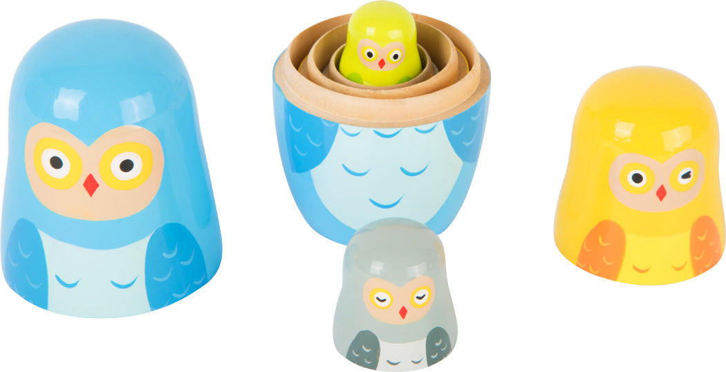 uilenfamilie matroesjka in hout - owl family matryoshka wood - famille hibou matruschka en bois