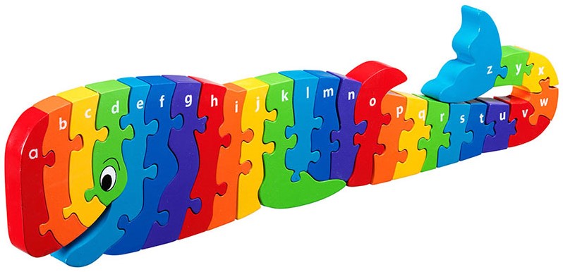 houten puzzel ABC walvis whoopi
