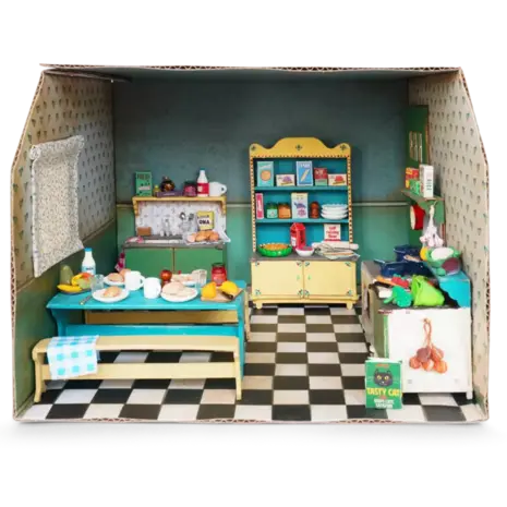 het muizenhuis kartonnen miniatuur keuken