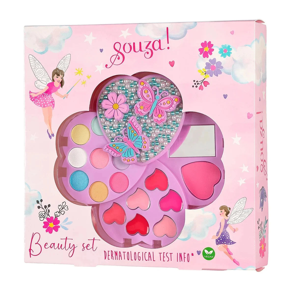 coffret de maquillage coeur avec papillons