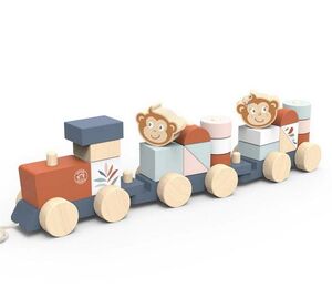 houten trein om te trekken en stapelen