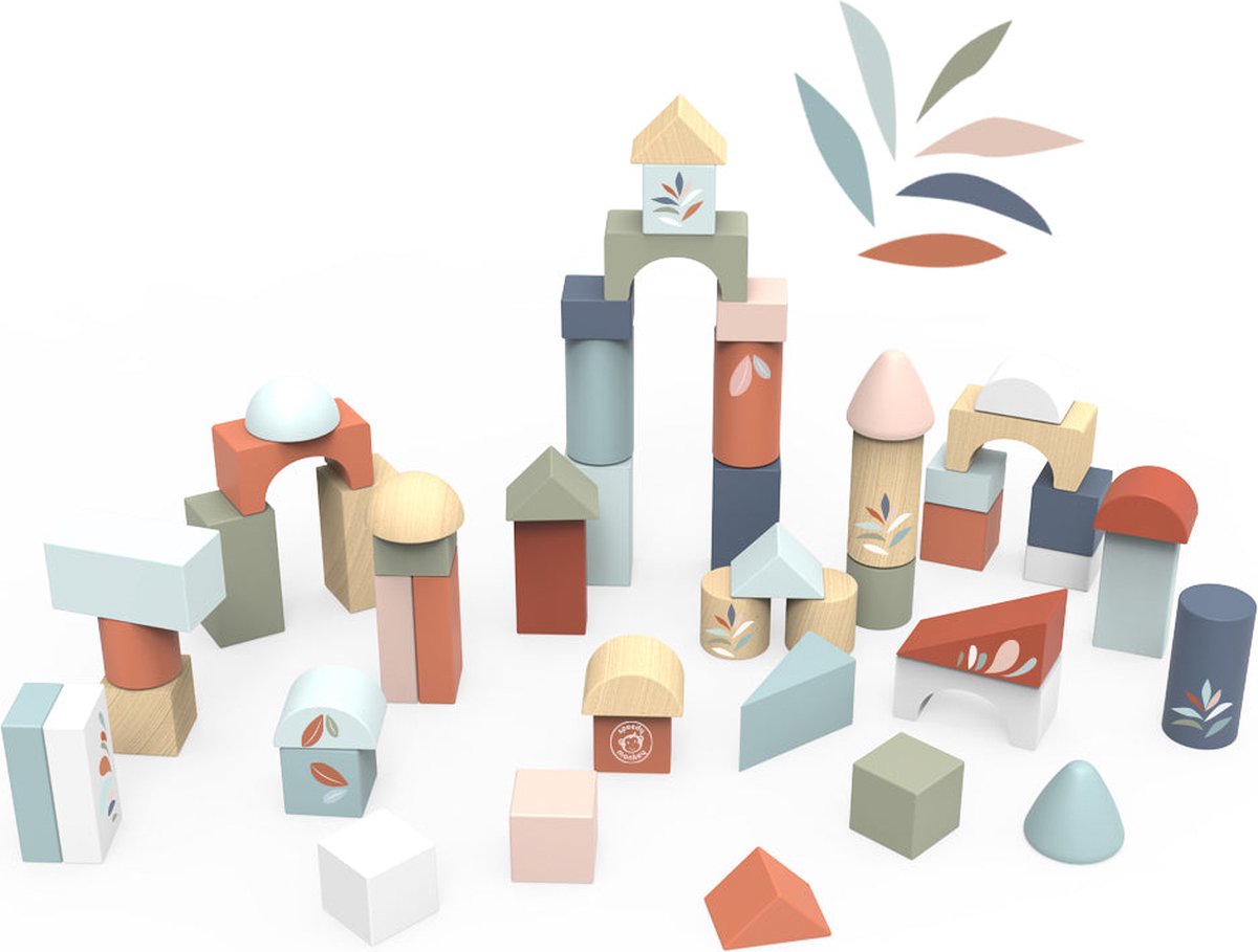 Ton met houten blokken 50 st