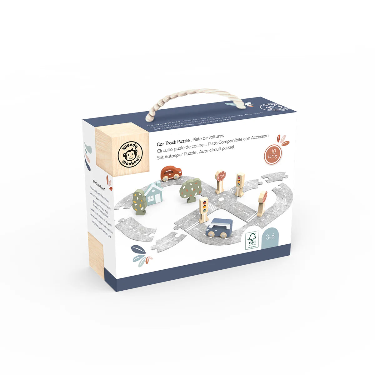 straten puzzel met 2 houten auto's - car track puzzle