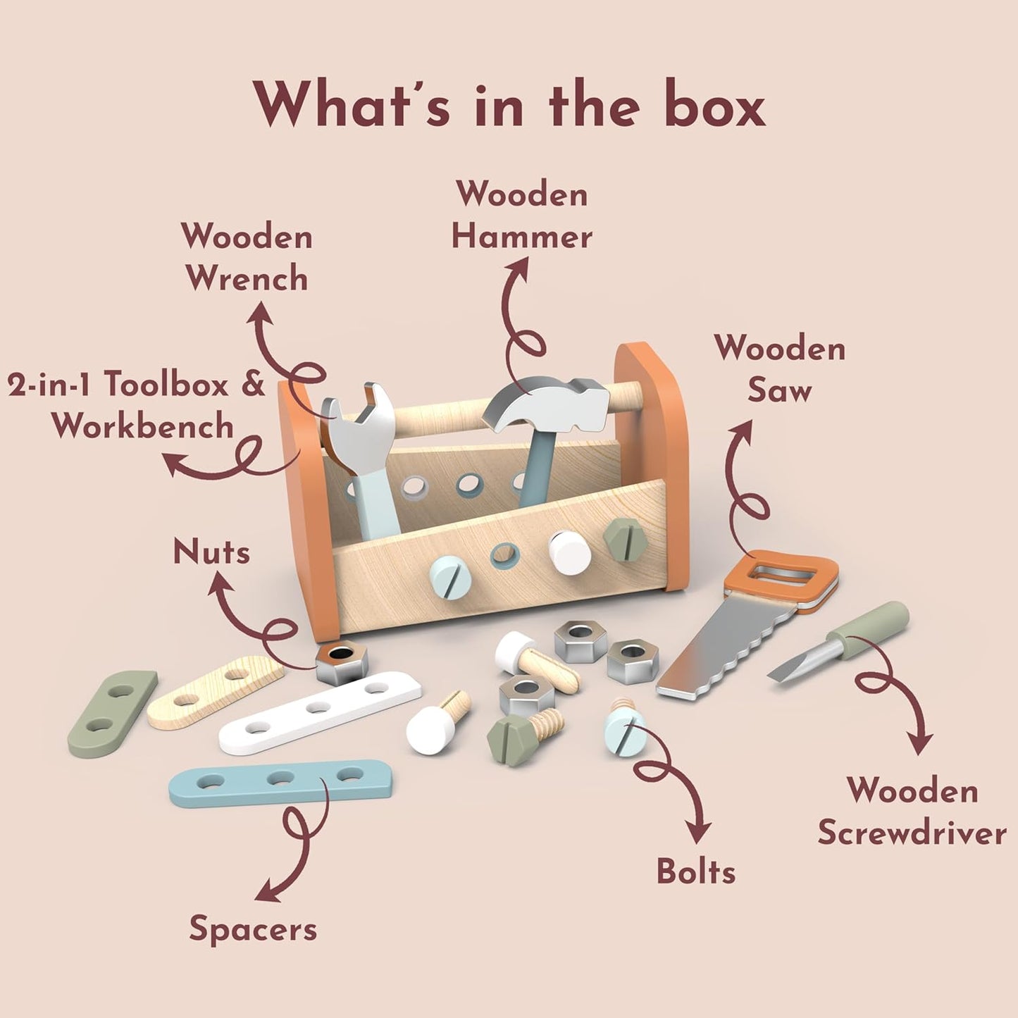 établi-boîte à outils en bois 2 en 1