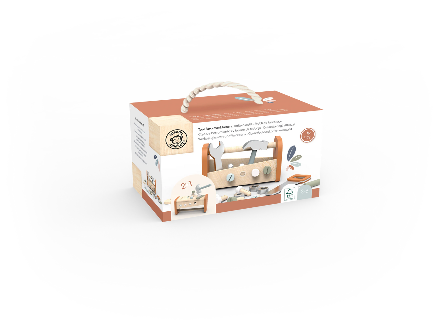 Gereedschapskist in hout 2 in 1