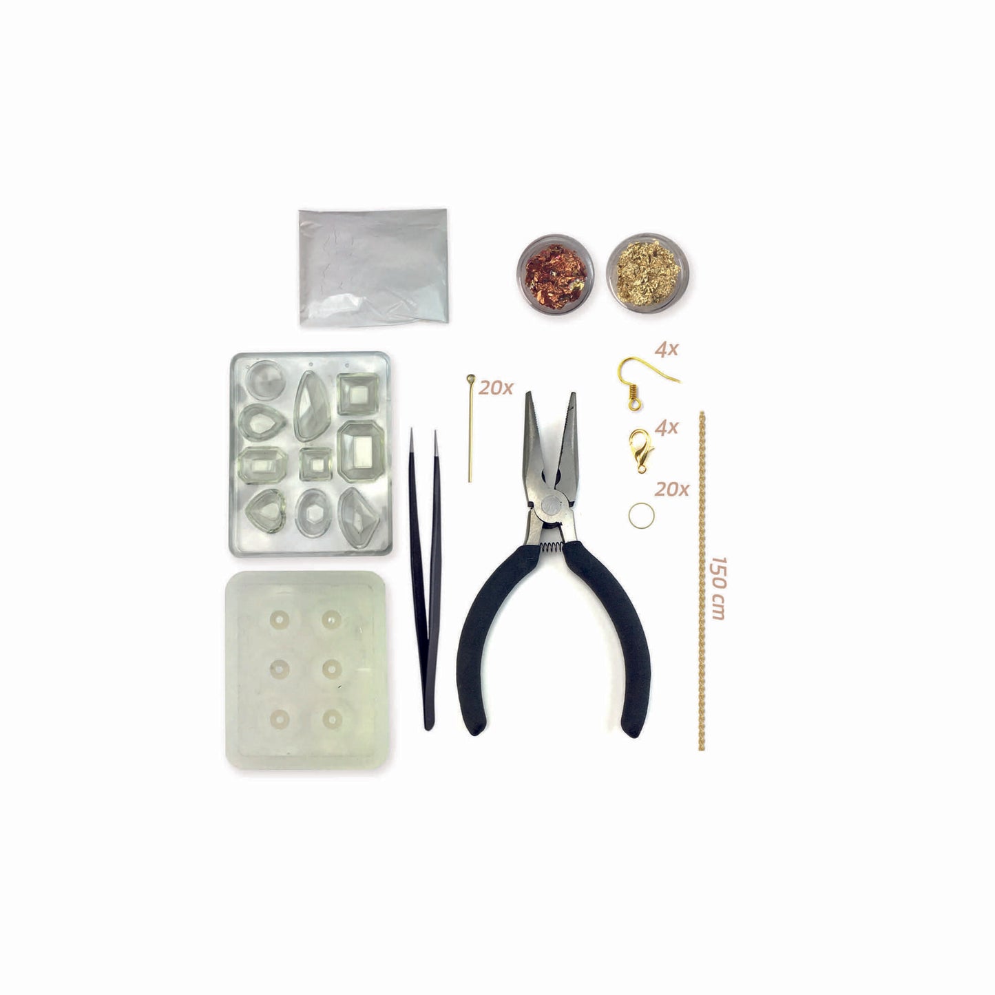 juwelen maken met witte cement en goudblad