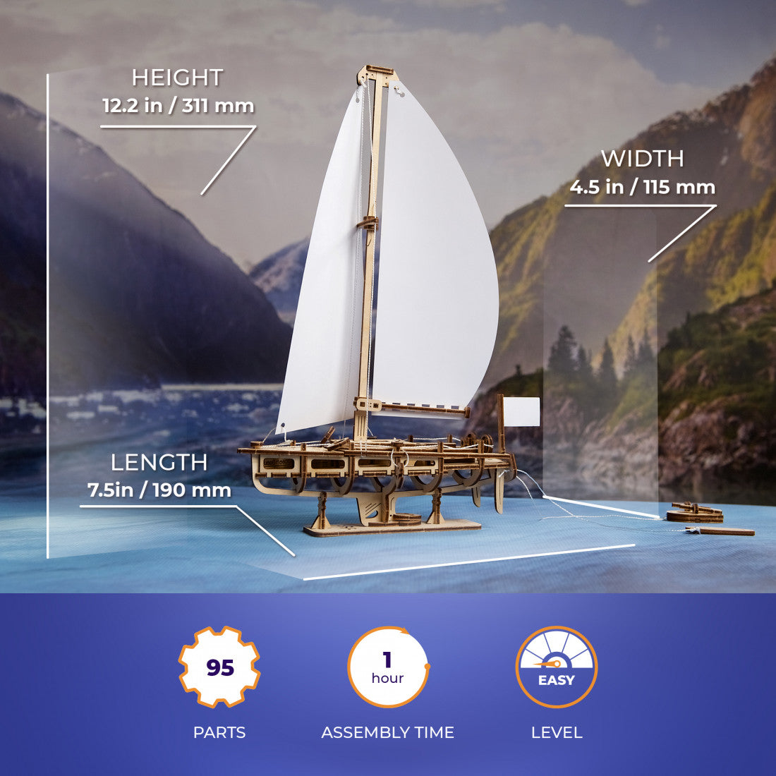 houten 3D puzzel yacht - yacht ocean beauty