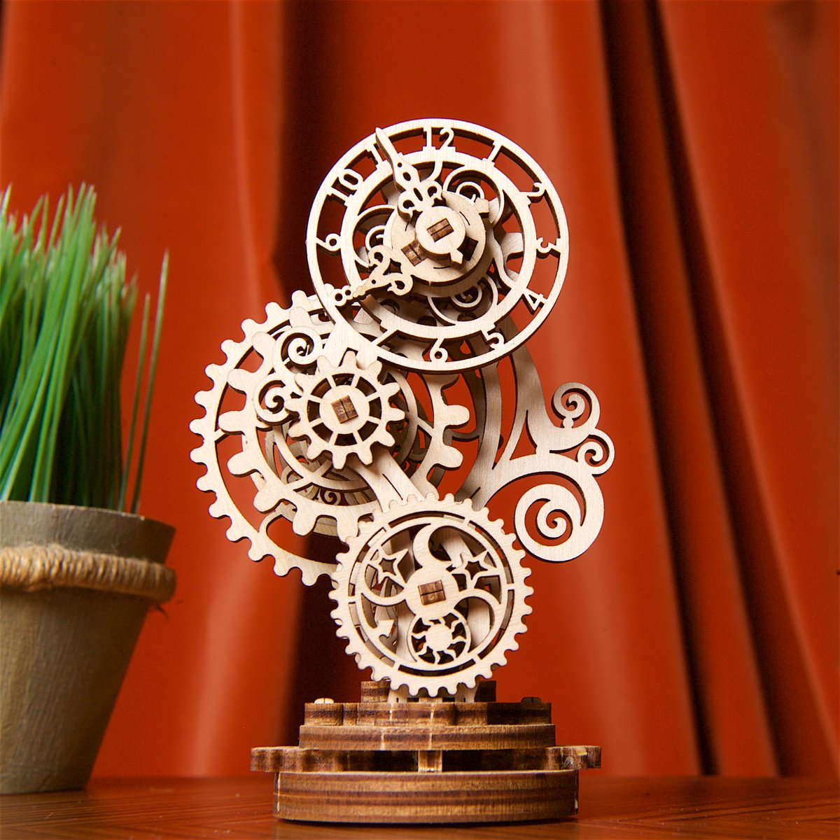 houten 3D puzzel - steampunk clock - puzzle 3D en bois