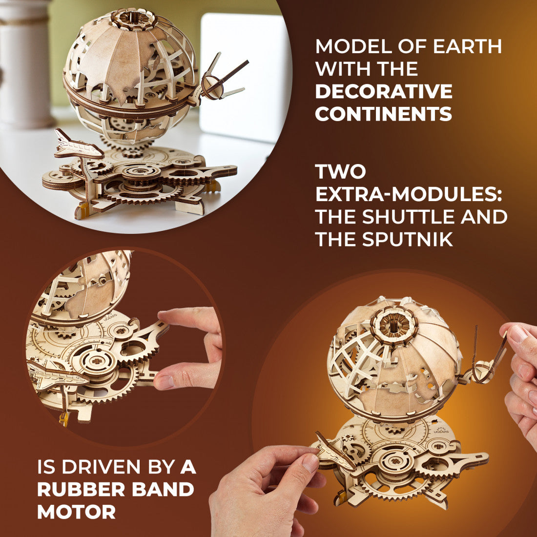 houten 3D puzzel - globus - puzzle en bois 3D