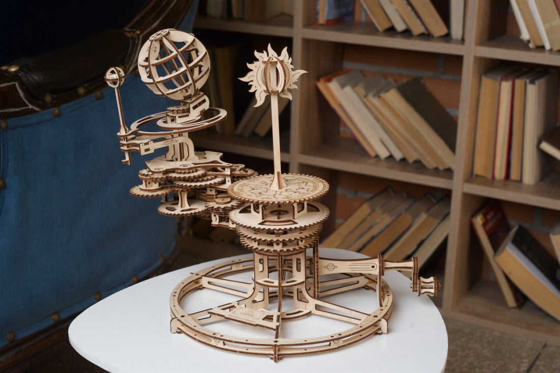 houten 3D puzzel mechanisch tellurium - puzzle en bois 3D tellurion méchanique