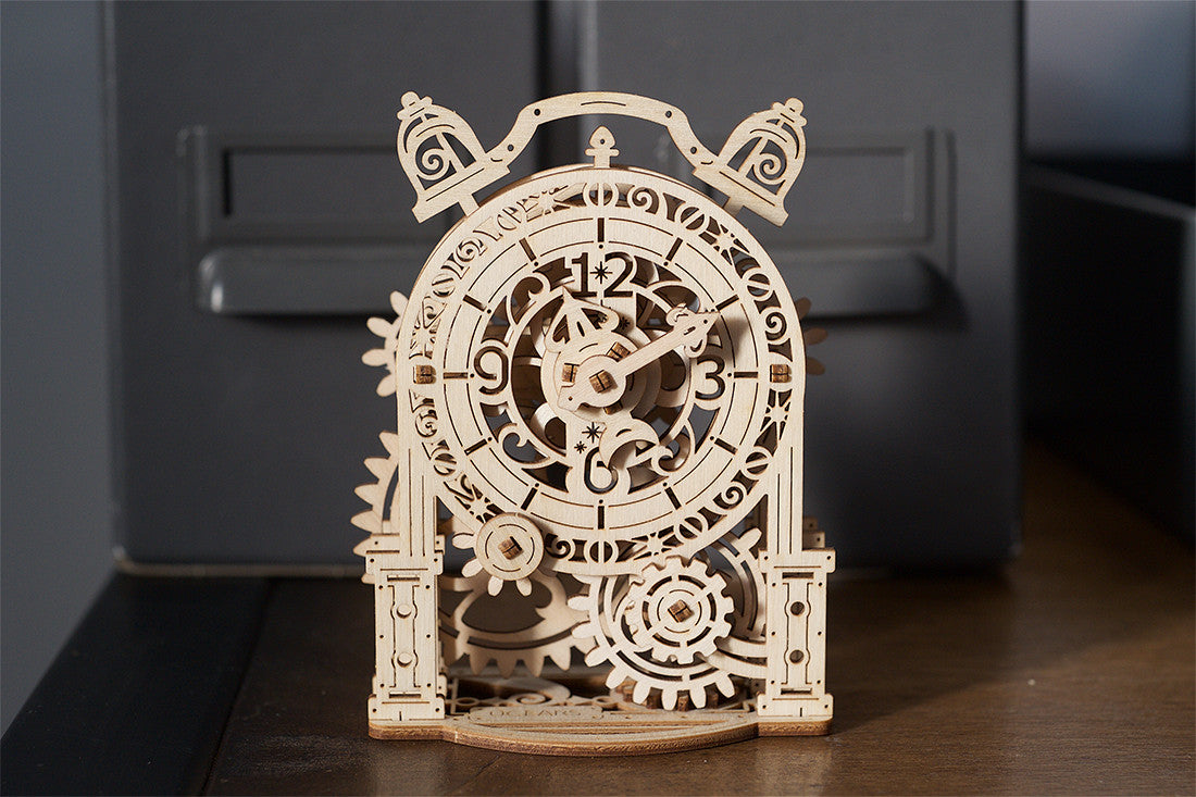 houten 3D puzzel vintage wekker - vintage alarm clock 43pc - puzzle en bois 3D réveil