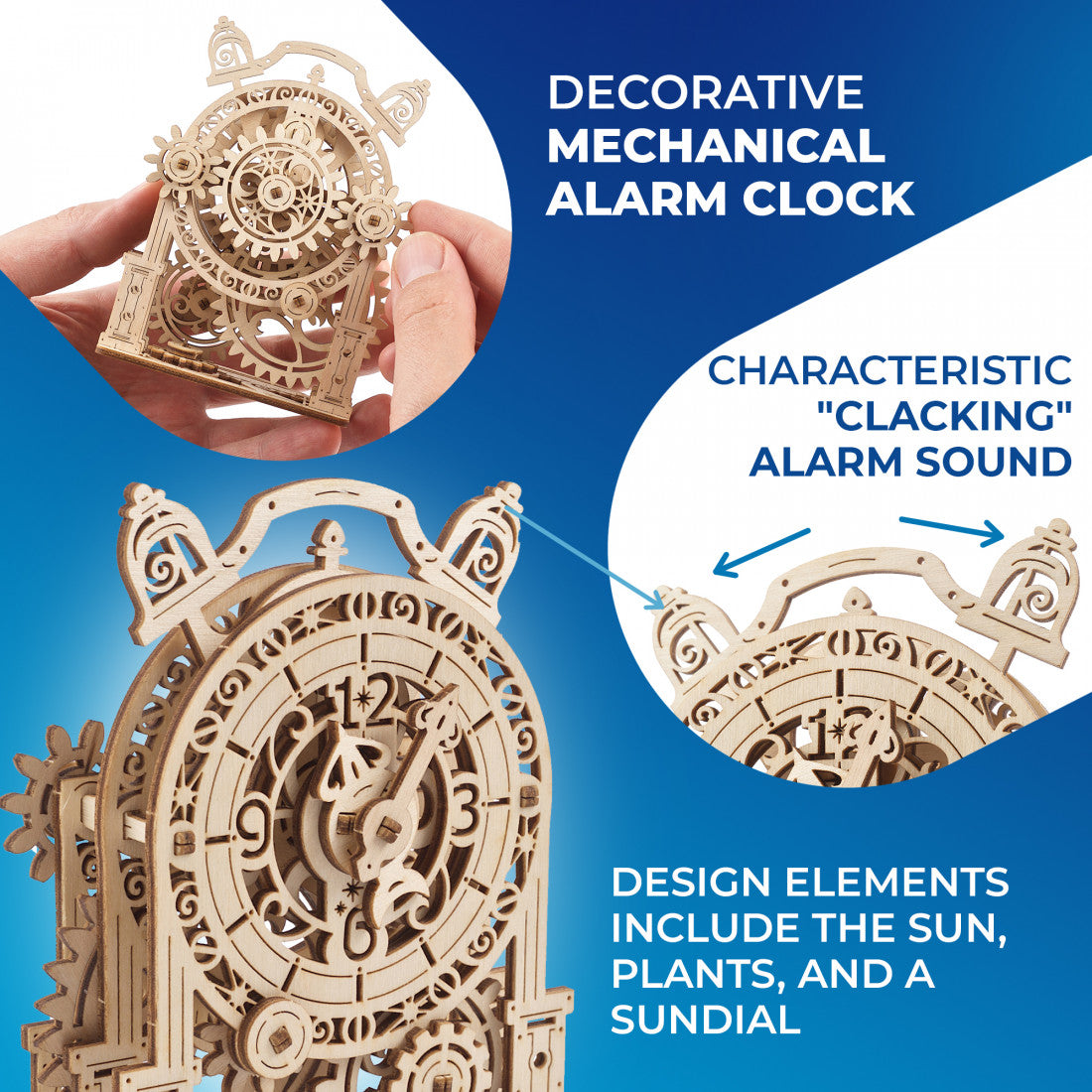 houten 3D puzzel vintage wekker - vintage alarm clock 43pc - puzzle en bois 3D réveil