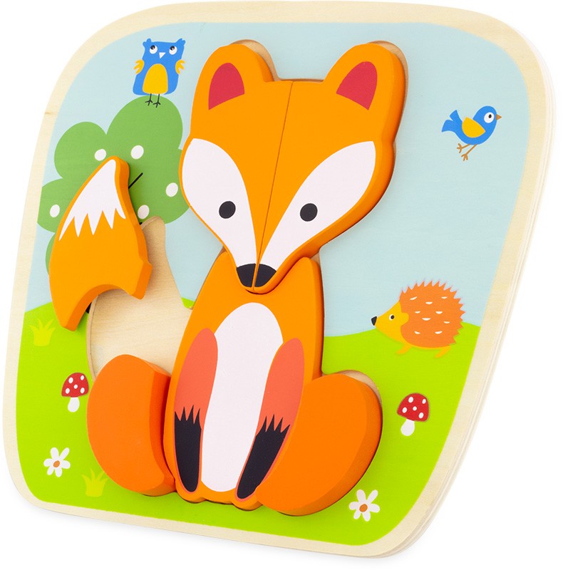 houten puzzel vos - 6pc