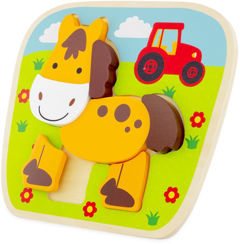 puzzle cheval en bois - 7 pièces