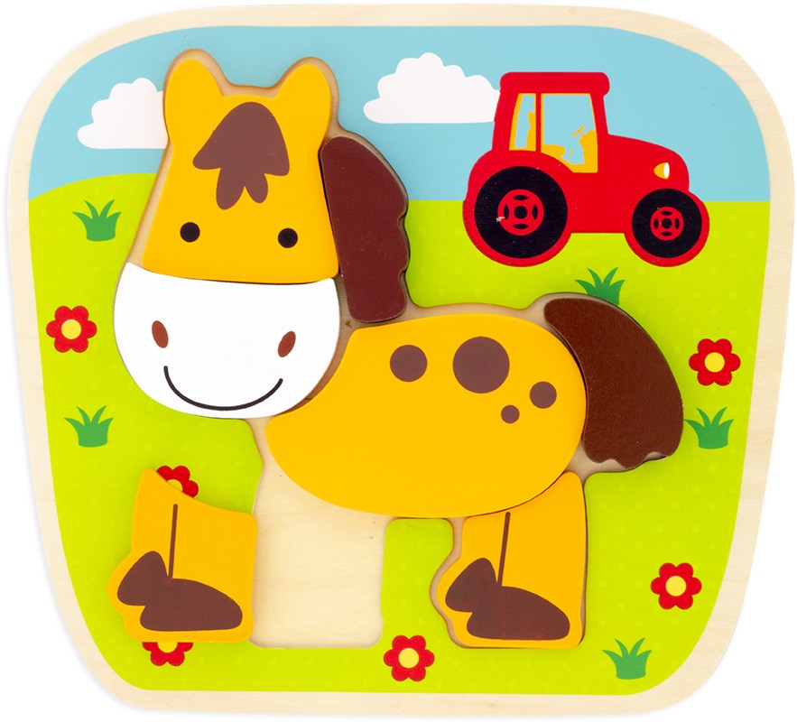 puzzle cheval en bois - 7 pièces